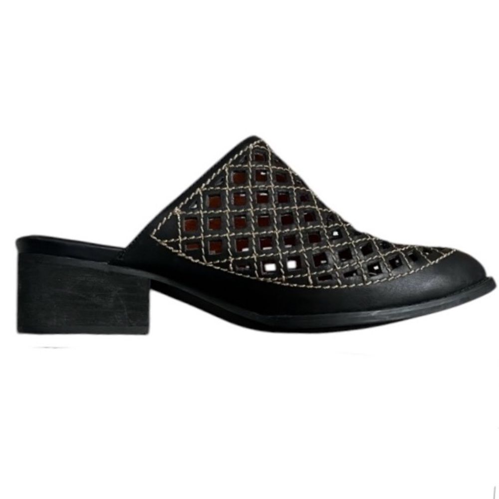 Jeffrey Campbell Favela Perforated Leather Mules in Black 9